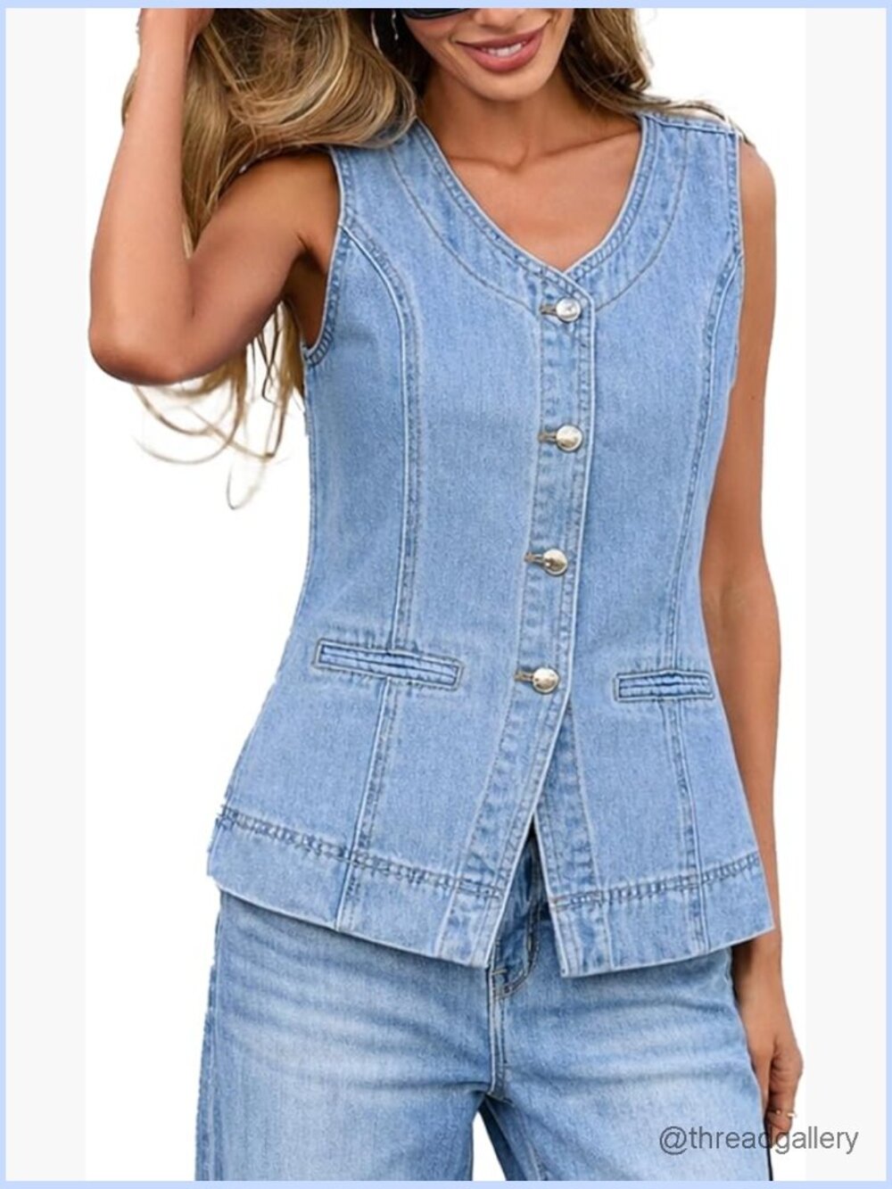 Sleeveless Button Down Denim Vest Casual Summer Outerwear